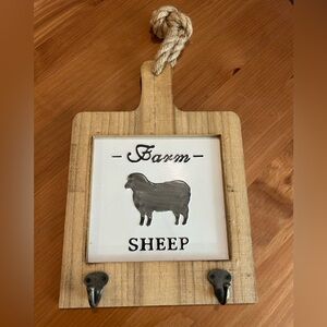Farm Sheep Tin and Wood hanging board. Wall decor. Farmhouse.